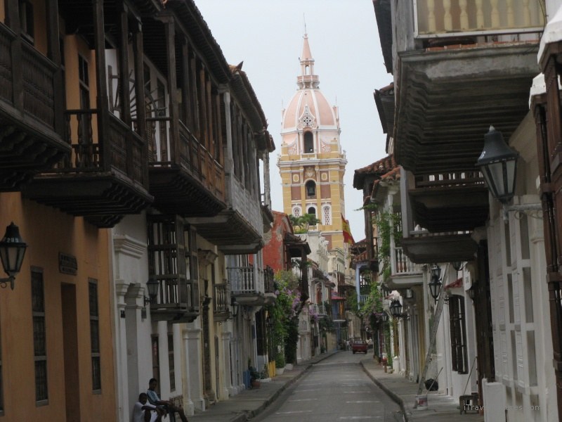 Cartagena colonial buildings street church building