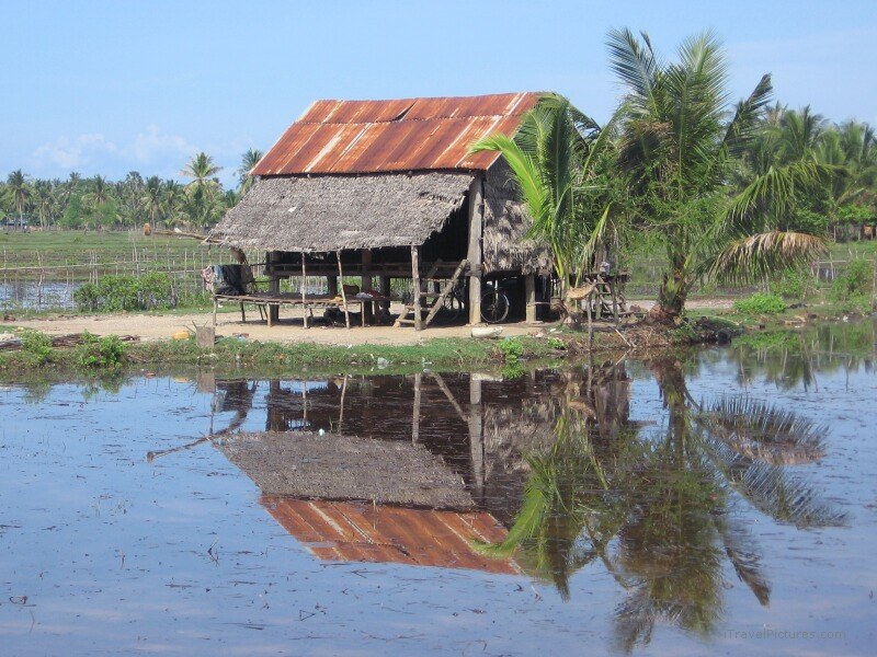 Kampot water house reflection
