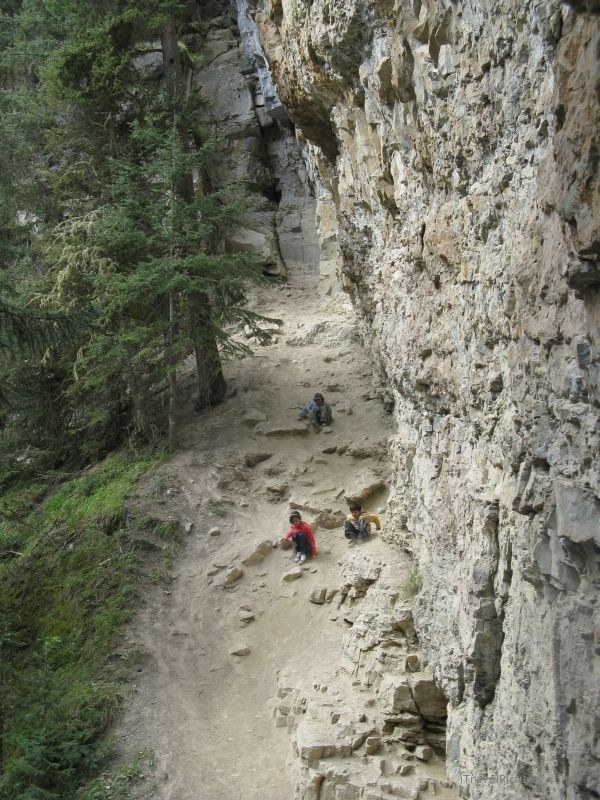 Banff national park Johnson canyon children sliding