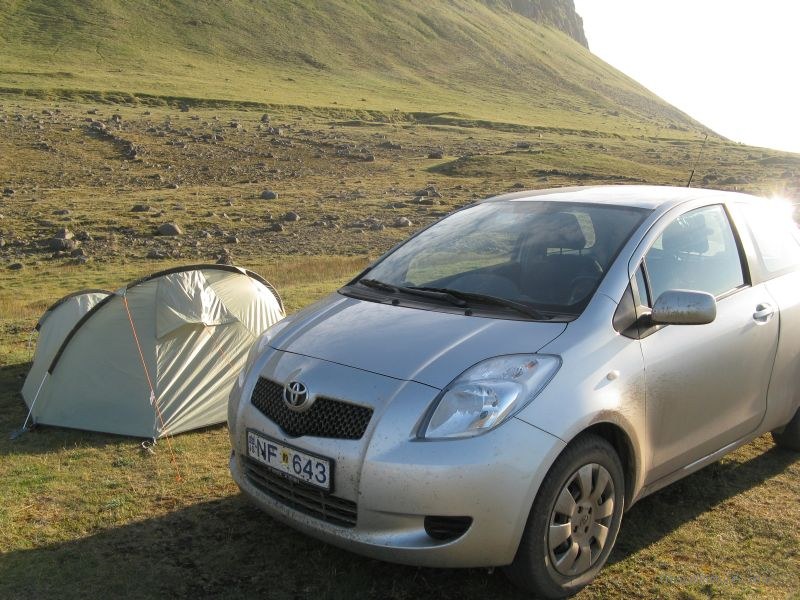 Latrabjarg campsite tent car