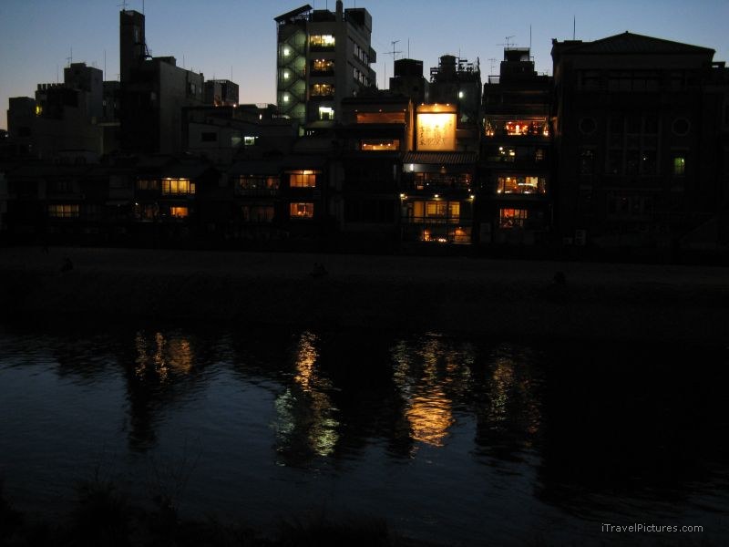 Kyoto Kamo river night reflection