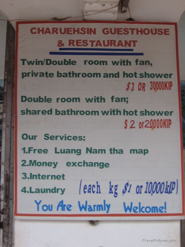 Luang  Nam Tha sign hotel advertisement