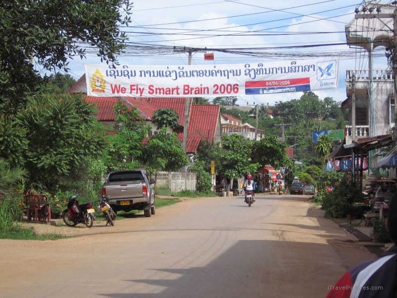 Huay Xai street sign motorcycle