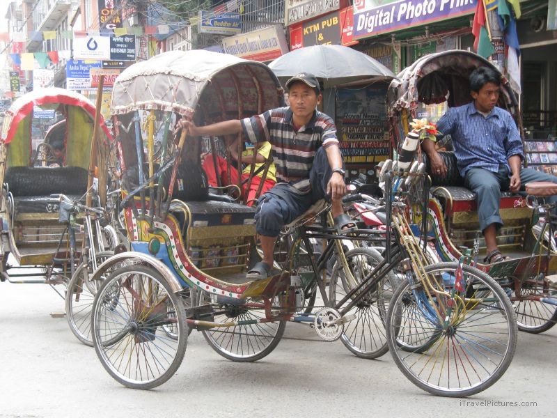 Kathmandu bicycle taxi bicycles street
