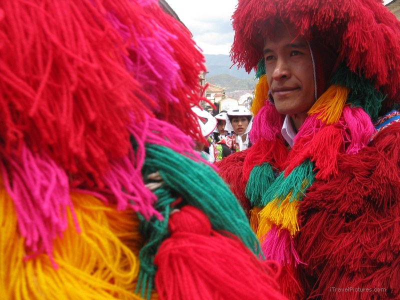 Cusco traditional parade festival red
