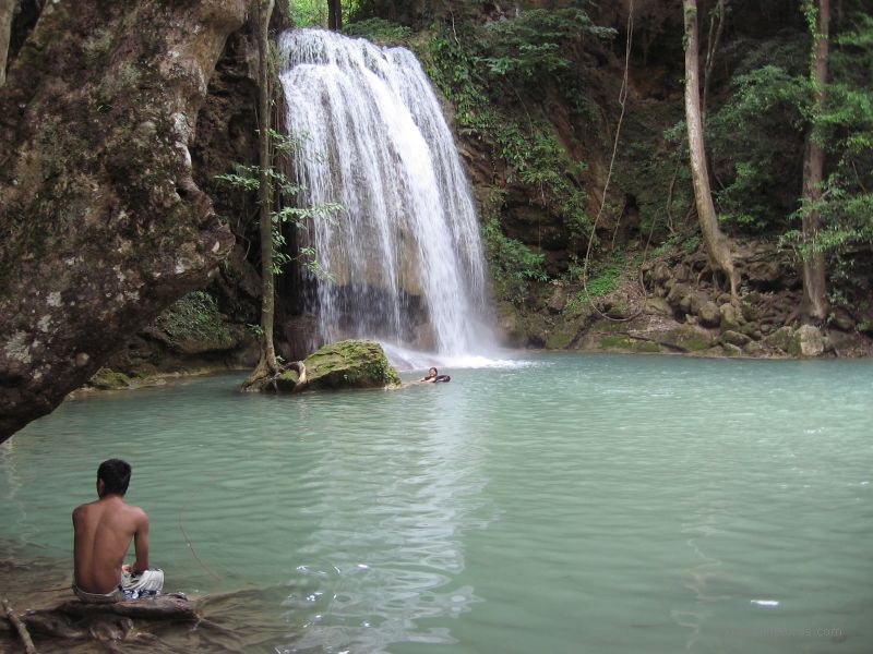 Erawan waterfall sitting