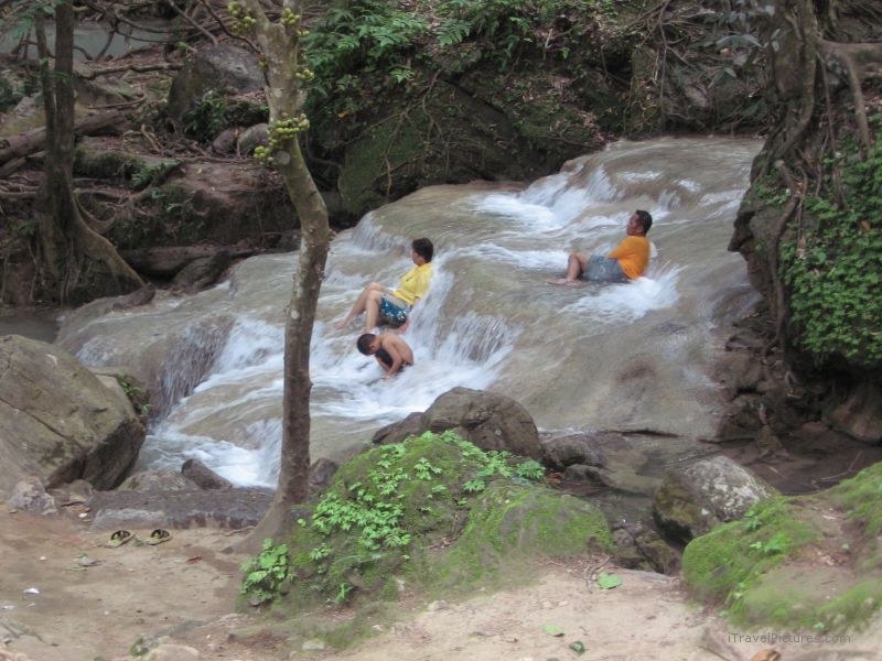Erawan Falls waterfall sitting
