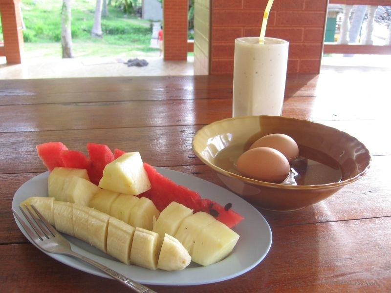 food breakfast eggs fruit shake