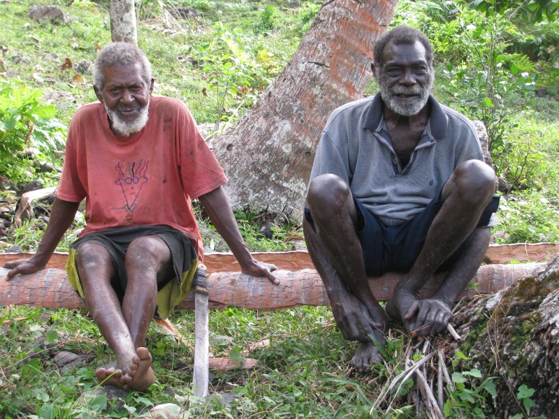 itting on a log old men